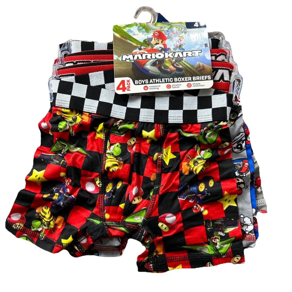 Mario Kart Boxer Briefs Boys 4‎ Pack Size 4